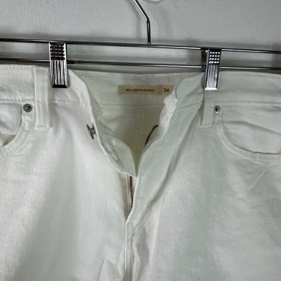 Levi’s Women's 34 Mid Length Midrise Denim Shorts Stretch Off White NWT 0603 - Picture 6 of 12